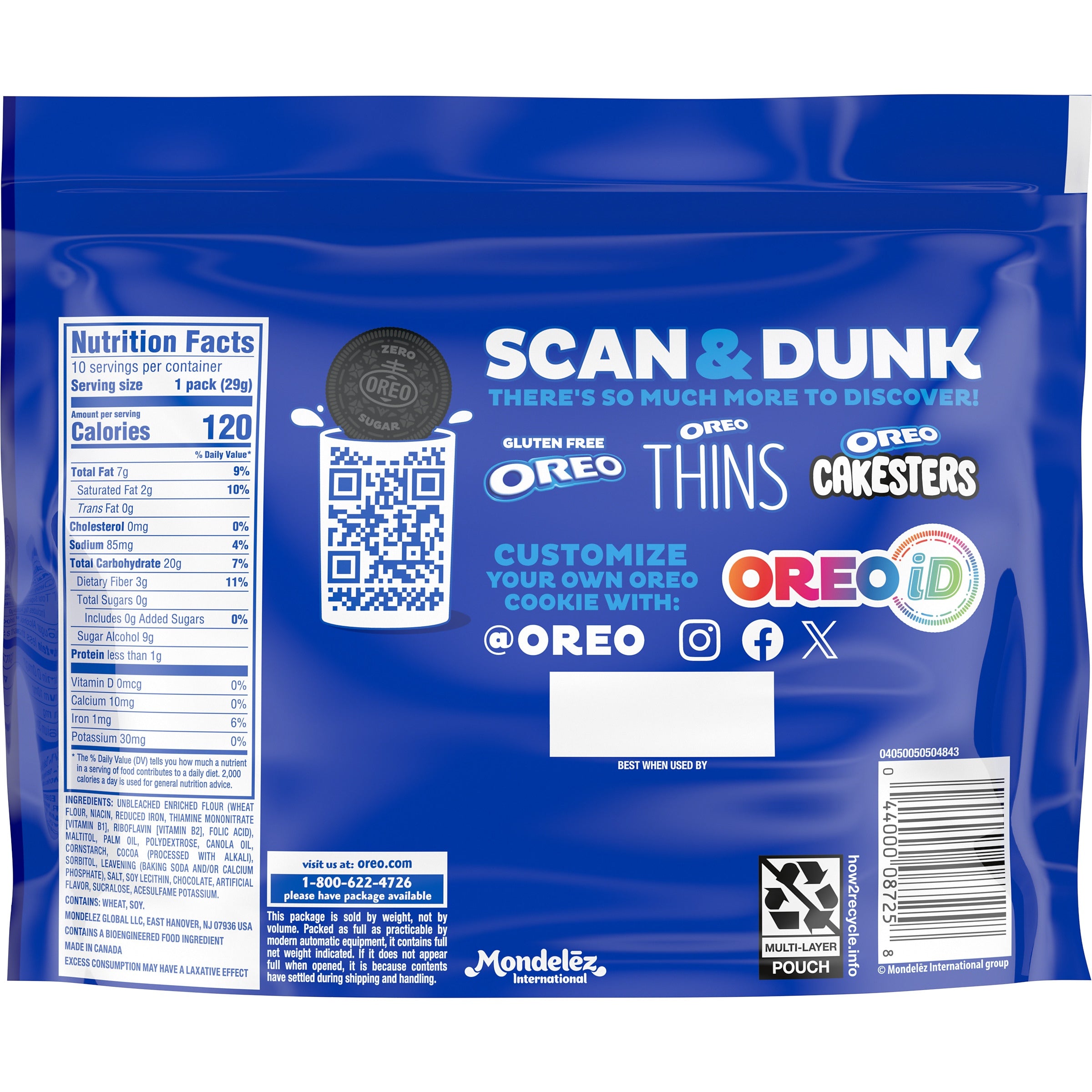 Zero Sugar Double Stuf Chocolate Sandwich Cookies, Snack Packs - Image 2