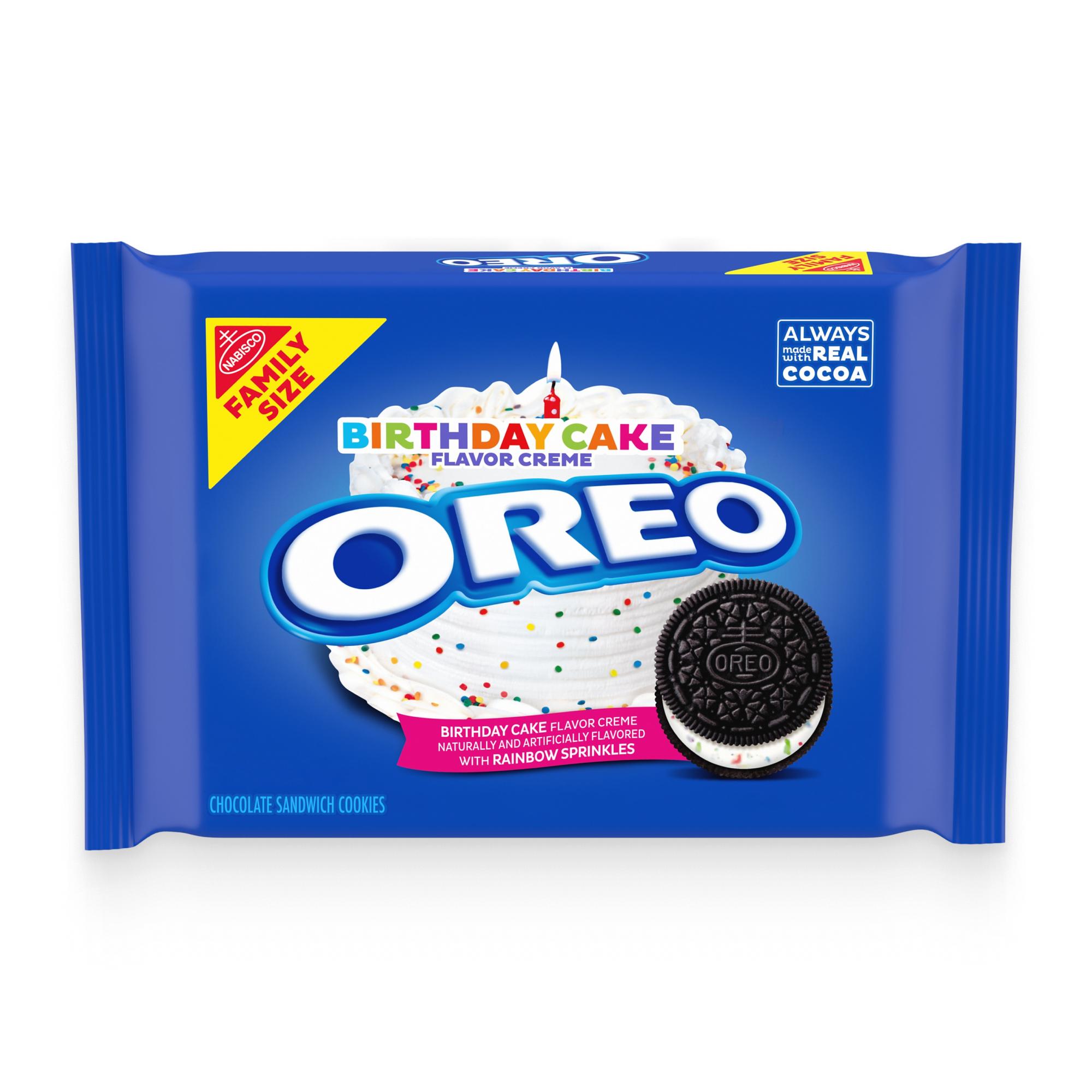 Birthday Cake Creme Chocolate Sandwich Cookies, Family Size, 2 Pack - Image 2