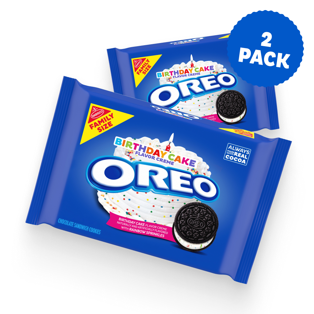 Birthday Cake Creme Chocolate Sandwich Cookies, Family Size, 2 Pack