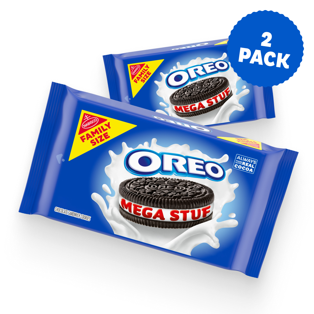 Mega Stuf Chocolate Sandwich Cookies, Family Size, 2 Pack