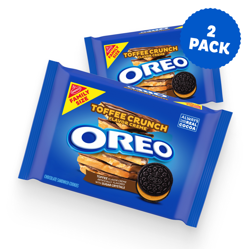 Toffee Crunch Creme With Sugar Crystals Chocolate Sandwich Cookies, Family Size, 2 Pack