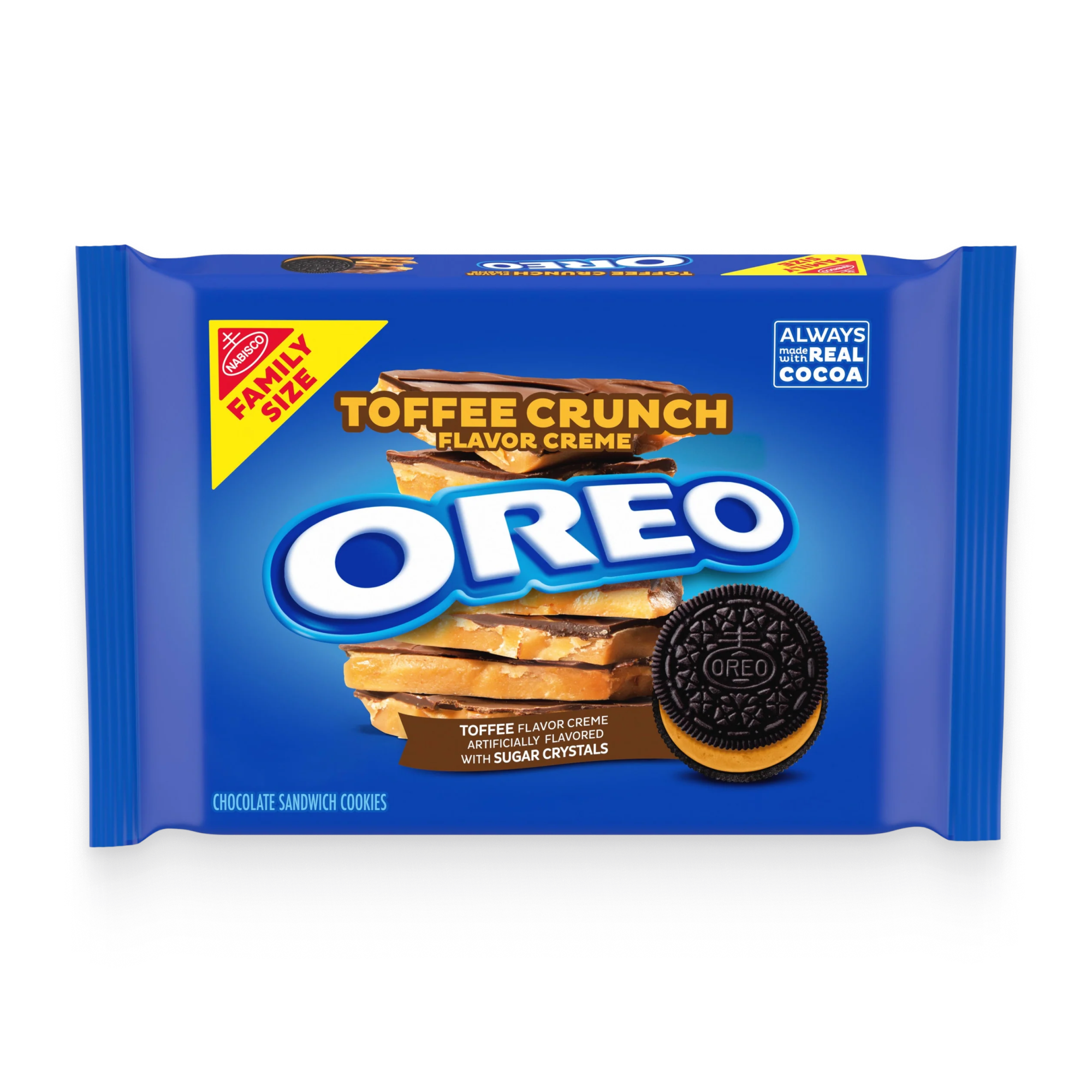 Toffee Crunch Creme With Sugar Crystals Chocolate Sandwich Cookies, Family Size, 2 Pack - Image 2